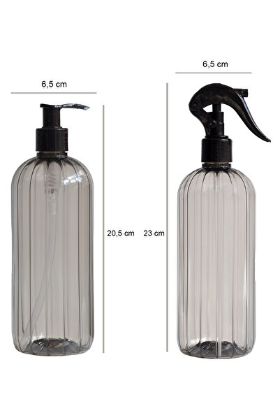 homence 6'lı Mutfak Seti Plastik Şişe Seti Füme Sabunluk 500 ml
