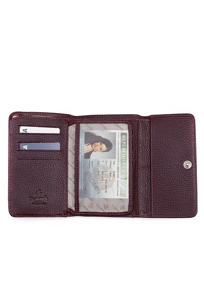 Eminsa Women's Burgundy Genuine Leather Small Wallet