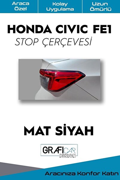 GRAFİCAR ملصق إطار إيقاف Honda Civic Fe1 - سهل الاستخدام - يدوم طويلاً / أسود...