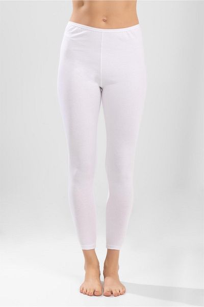 BAYKAR Women's Cotton Long Thick Combed Tights Underwear White