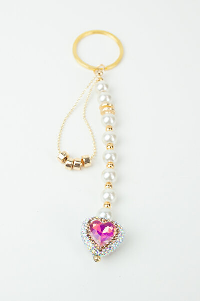 Liveyn Design Ornament pentru geantă cu breloc cu figurină de inimă din piatr...