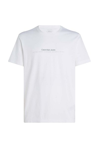 Calvin Klein Relaxed Fit Minimal Print White Men's T-Shirt - J30J 327075 -Yaf