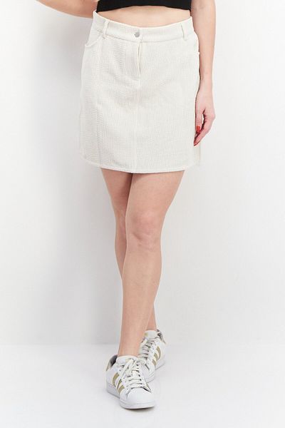 PIECES Women Corduroy Mini Skirt, Off White