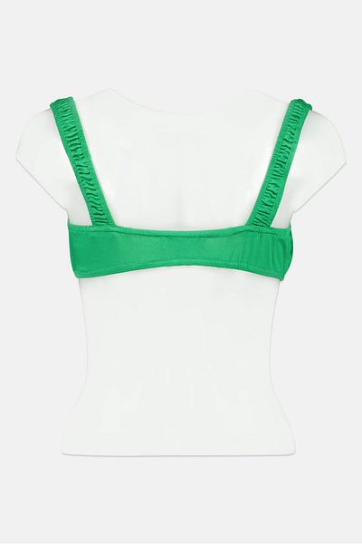 Missyempire Women U-neck Sleeveless Solid Crop Top, Green