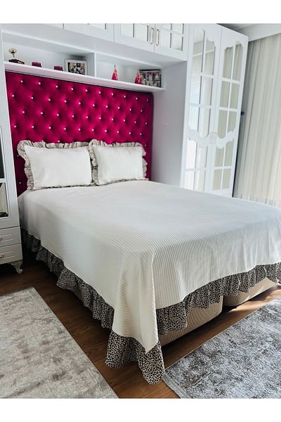 eyma home Set of 3 Knitted Pique Leopard Ruffle Beds