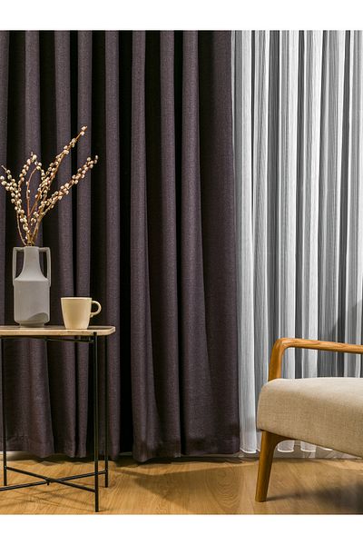 Karesi Smoked Flex Linen Fon Curtain 1X3 18501 Single Wing