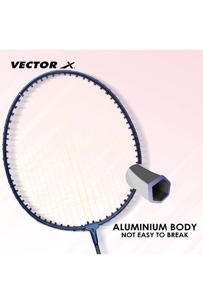Vector X Aluminum Badminton Racket | Pack Of 3 | Nylon Shuttles | Full Cover Set | Sport