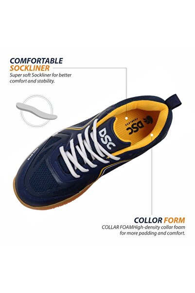 DSC Bolstr Badminton Shoes | Navy/yellow | Lightweight Sports Shoes | Size Uk 3