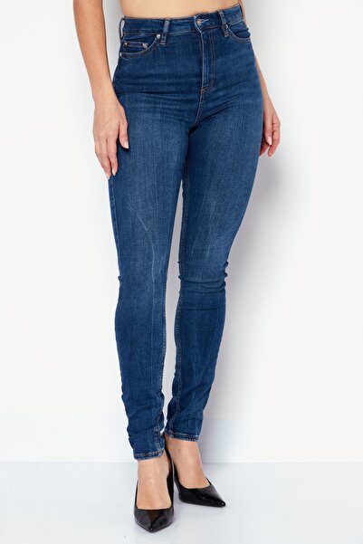 Asos Design Women Skinny Fit Washed Stretchable Denim Jeans, Blue