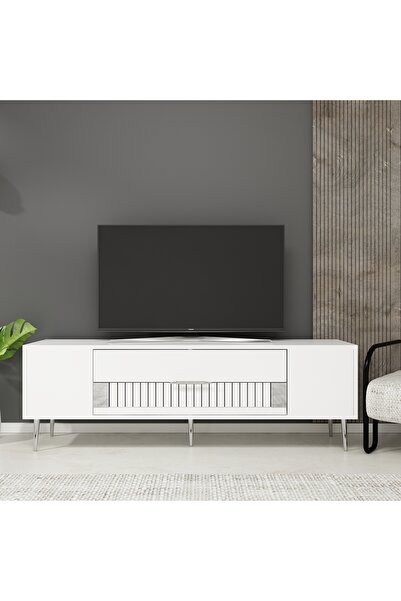 DEMONTE DECOR DEKOLP4DD TV SEHPASI BEYAZ-GÜMÜŞ