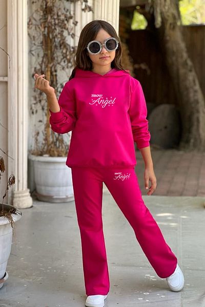 FEEL STYLE Σετ αθλητική φόρμα για κορίτσια με στάμπα - 3 νήματα χειμωνιάτικο χοντρό μαλακό