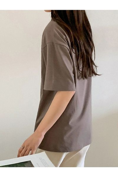 Know Γυναικείο μπλουζάκι καφέ απλό Oversize