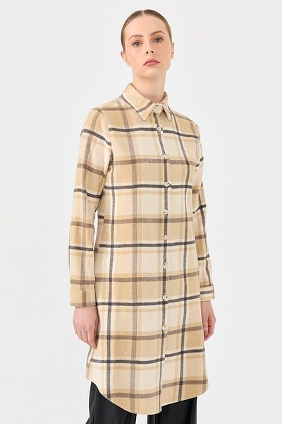 Esswaap Καρό Country Tunic σε χρώμα Camel