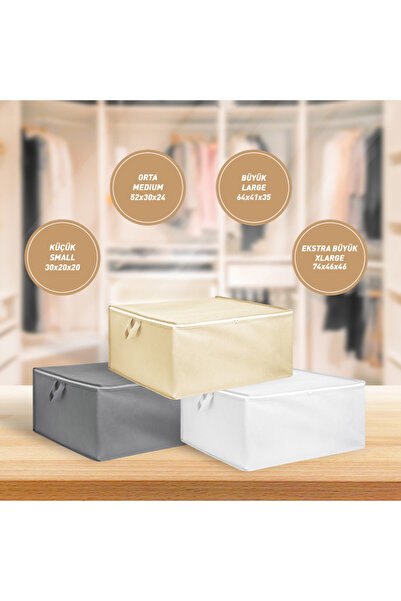 Fibril Orta Boy Beyaz Hurç 3 Adet 52x30x24cm