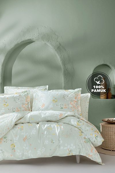 Yataş Merri Double Duvet Cover Set - Light Green Ranforce