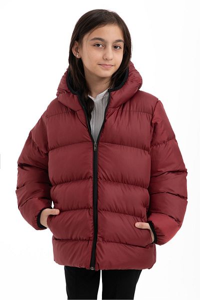 Outriverkids Sports Girl's Burgundy Fleece Hooded Waterproof Wind Resistant Winter Coat