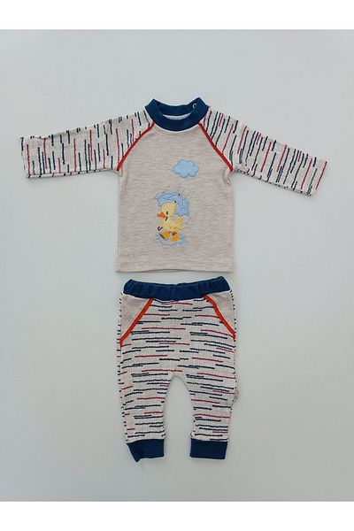Tomuycuk 100% Cotton 2-Piece Set for Baby Boy and Child - Duck Embroidery and Seasonal Bottom-Top Set