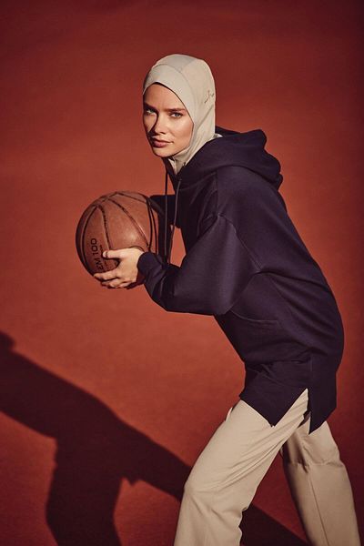 Haşema Μαλακή υφή με κουκούλα Navy Blue Basic Casual φούτερ ACT-23