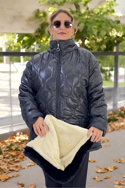 yagmurberen Extra Large Size Inflatable Coat with Hood with Complete Fur Inside