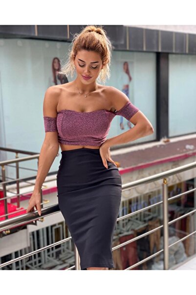 pink life Tamno roza Sa šljokicama tkanina bustier