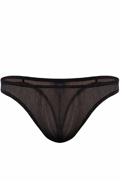 Doreanse Men's Polyester Black Shiny Transparent Thong String 1302