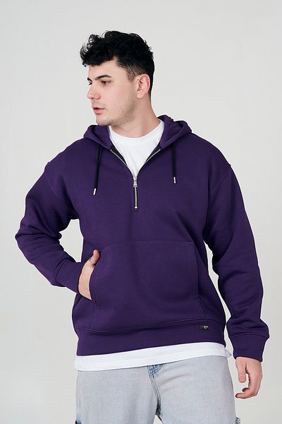 MBEY1989 Ασημί φούτερ Unisex με βαμβακερή κουκούλα με φερμουάρ