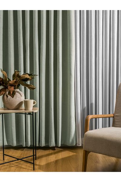 Karesi Tight Battery Mint Flex Linen Fon Curtain 1X3 18561 Single Wing