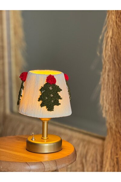 Maison Avf Yeni Yıl Çam Ağacı Detaylı Kadife Yılbaşı Kablosuz Masa Lambası