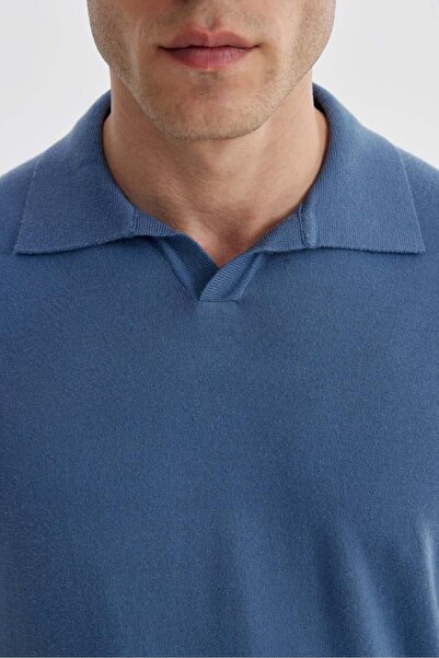 Jakamen Petrol Slim Fit Polo Yaka Triko Kazak