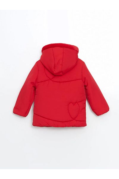 LC Waikiki Lcw Kids Blue Hooded Fur Lined Inflatable Coat for Girls