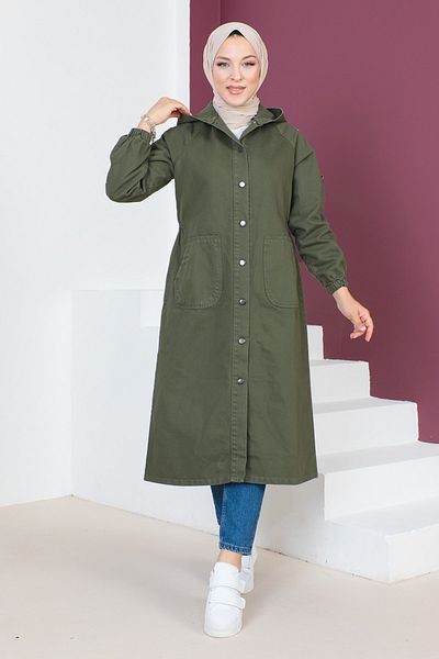 Tesettür Dünyası Jeansmütze mit verankerten Ärmeln Tsd230643 Khaki