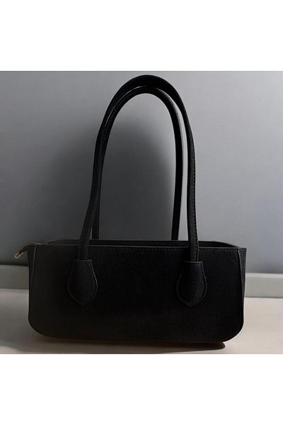 RumyaCollection Geantă de mână și de umăr cu fermoar din piele intoarsa neagra