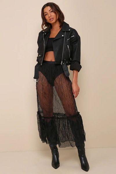 DEEP BEACH Ruffle Long Lace Skirt