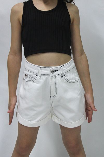 Ede Tekstil Girl's White Denim Shorts