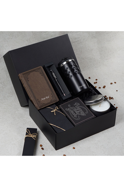 Kitaplı Hediye Yılbaşı Hediyesi Kişiye Özel Vintage Defter Termos Kalem Çikol...