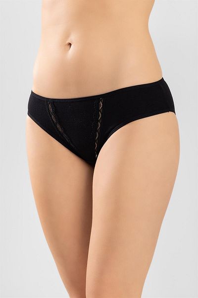 BAYKAR Chiloți de damă din bumbac, brodați în zig-zag, cu tăiere bikini, pachet de 3 negru