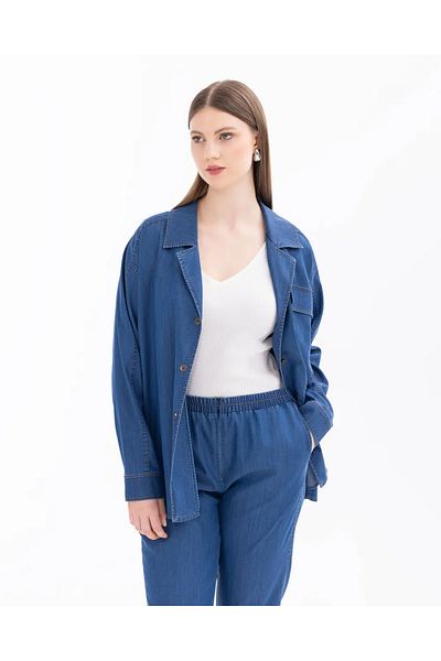 Gala-Xi Jachetă de jeans cu nasturi de mărime mare