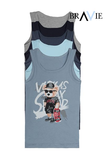 Bravie Colorful Bear Picture Boys' Undershirt 5 Pack