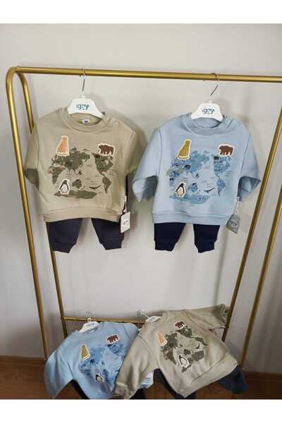 IGGY MORRIS Erkek bebek uzun kollu iç iplikli alt üst takım