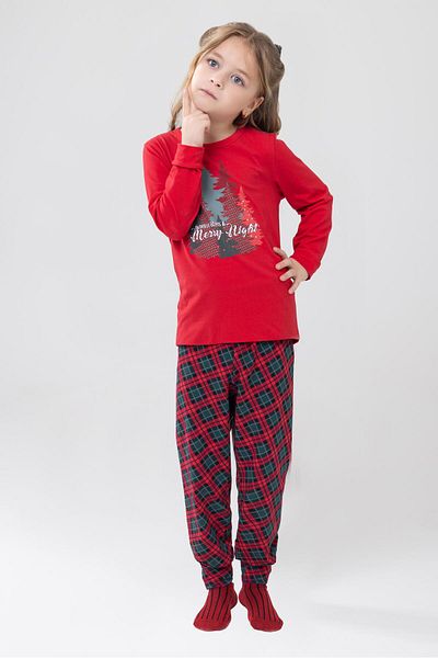 BAYKAR 9505 Model Unisex Kids Red Long Sleeve Pajamas Set