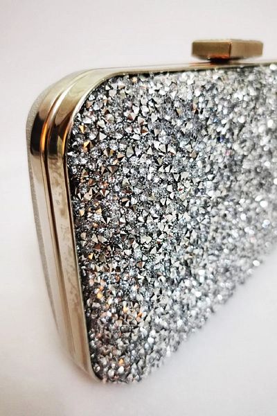 Famels Women's Special Zircon Stone Bow Silver Evening Dress Bag Chain and Armlet Set