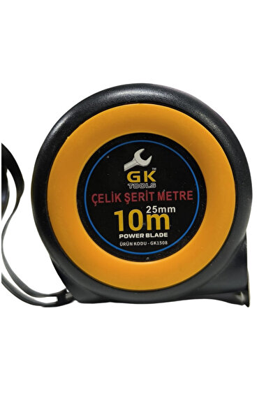 GK TOOLS Çelik Şerit Metre 10 Metre 25mm - Sarı Siyah