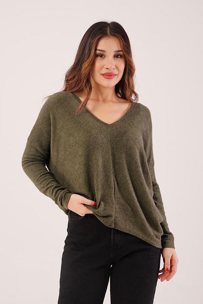Hipo Trend Soft Fabric Loose Cut Khaki Blouse