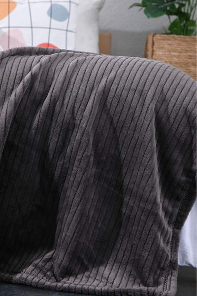 FAVORA Aksu Ipeksoft Ribbed Double Blanket - Anthracite