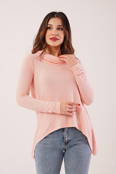 Hipo Trend Degaje Yaka Yumoş Kumaş Pudra Bluz