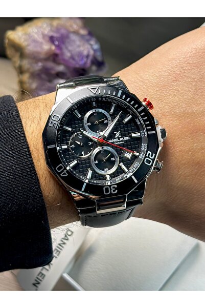 Daniel Klein All Functions Active Men's Wristwatch Leather Band 3 Atm Waterpr...