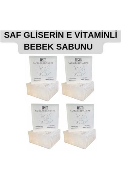 HMD BİTKİSEL KOZMETİK صابون أطفال من الجلسرين النقي - 4 قطع، فيتامين E، مرطب ومنظف، شفاف عشبي طبيعي