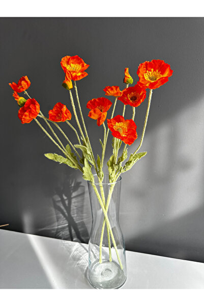 Luvienn Yapay 3 Adet Turuncu Gelincik-3 Dal Vazo Çiçeği