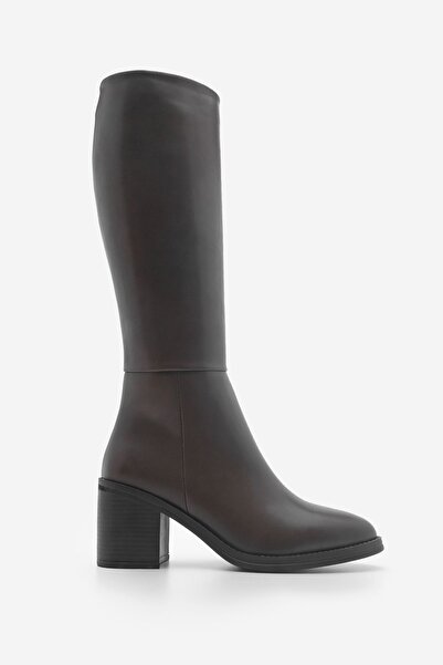 Marjin Brown Women's Knee High Boots - Thick Heel Aktone