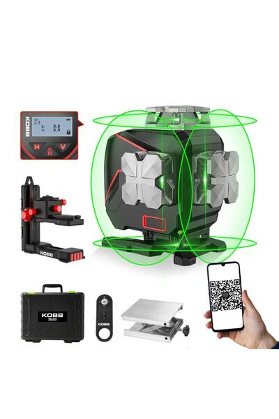 KOBB KBL36G Profesyonel Li-ion Şarjlı 4X360⁰ LCD Ekran Otomatik Hizalamalı Ye...